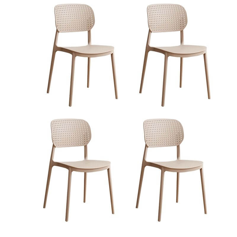 Stackable Scandinavian style plastic and acrylic side chair with low back for dining
