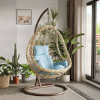 Waterproof tropical porch swing with alloy stand, pads, and chain for outdoor comfort