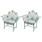 Green metal outdoor dining chair with classic style and water-resistant finish