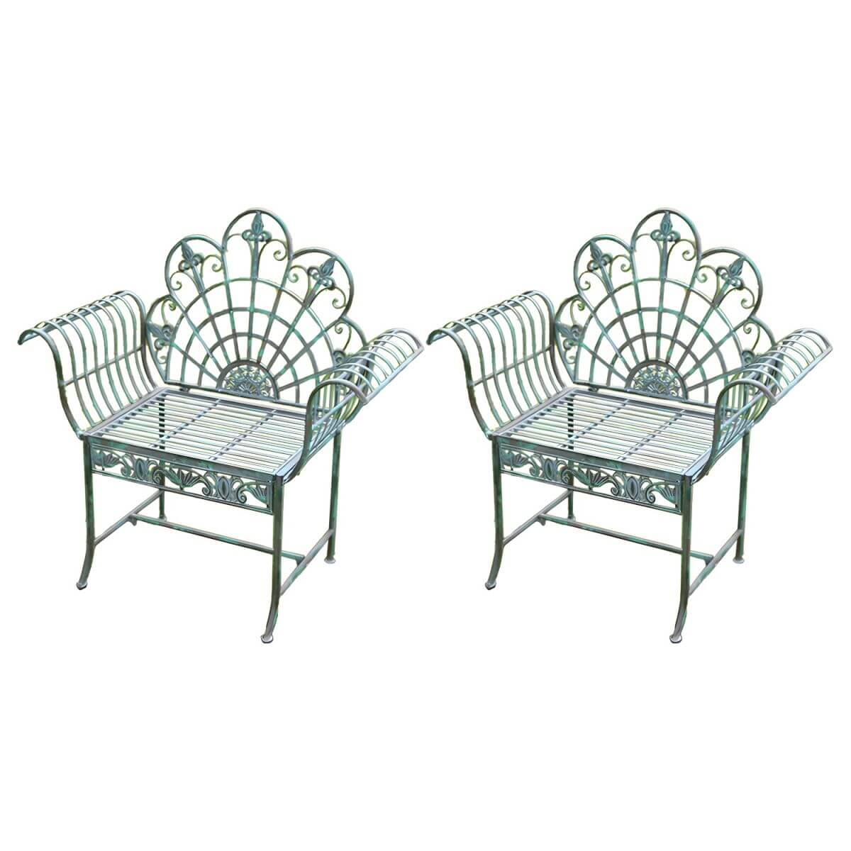 Green metal outdoor dining chair with classic style and water-resistant finish