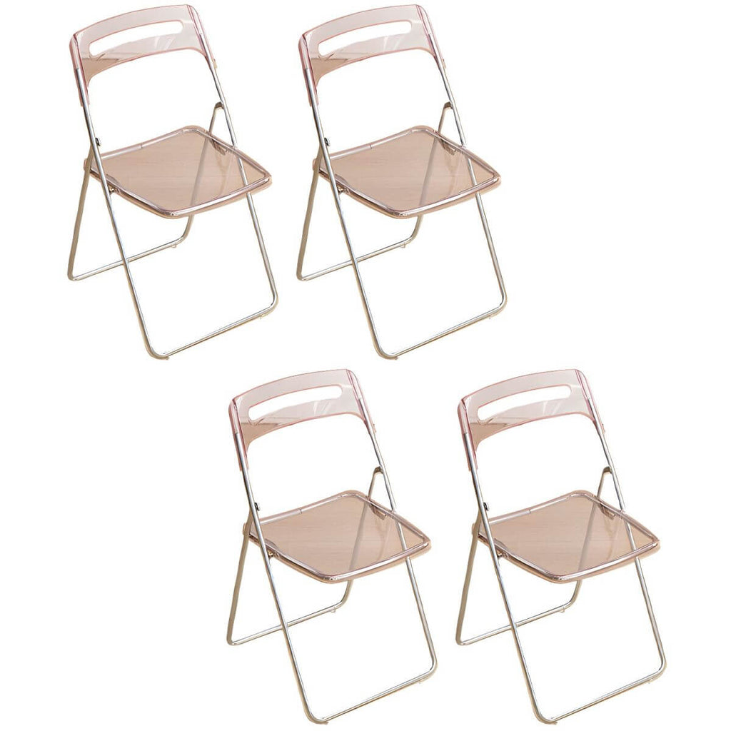 Modern collapsible open back side chair made of plastic and acrylic, ideal for kitchen and dining areas