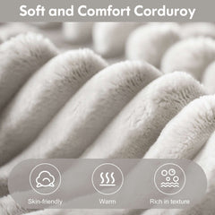 L-shape Beige Color Corduroy Sofa with Ottoman