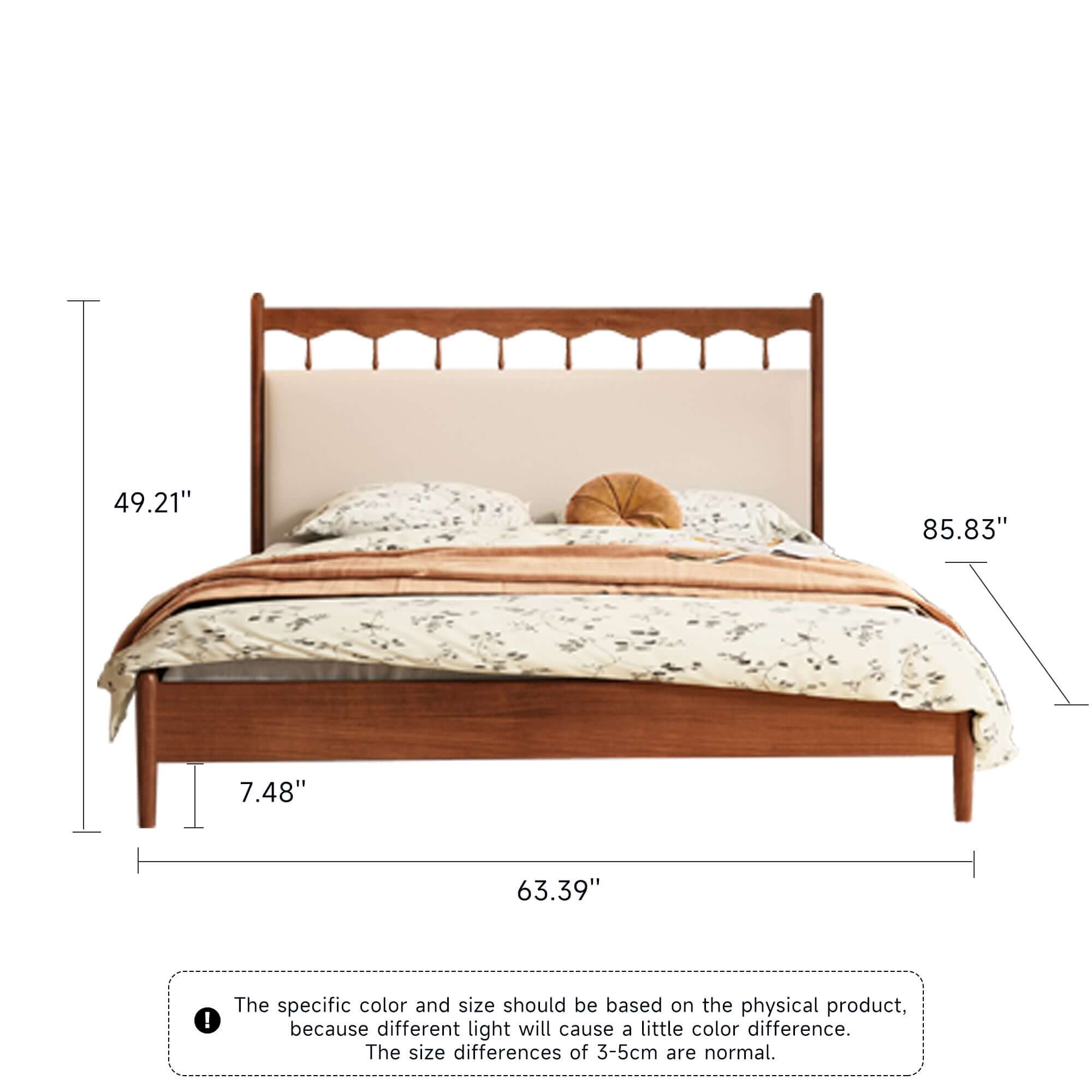 Vintage full double bed made of solid wood for bedroom