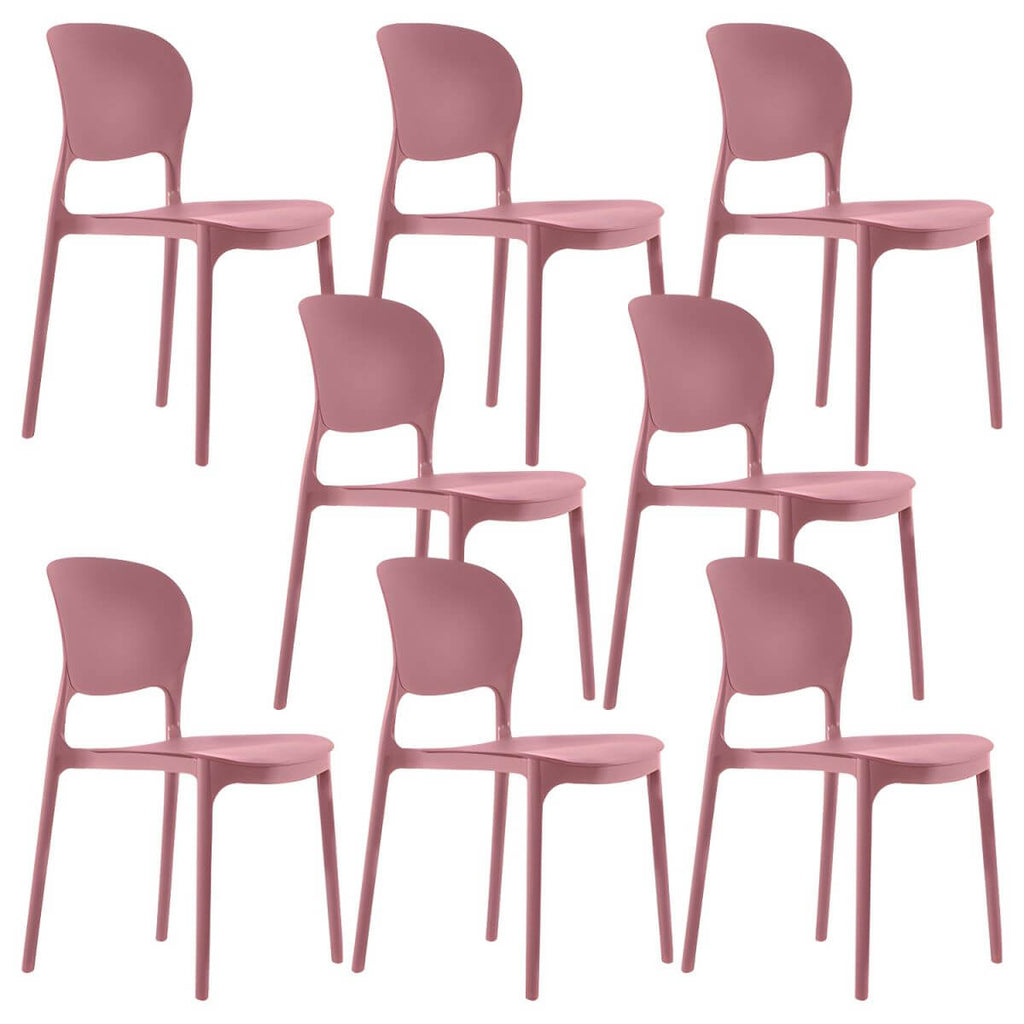 Stackable modern side chair with low back made of plastic and acrylic, perfect for contemporary dining