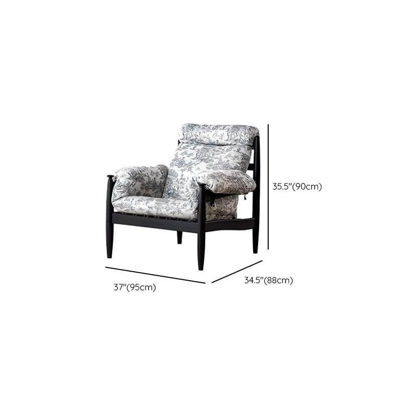 Accent arm chair with fixed back and armrest, available in solid color, striped, and floral patterns
