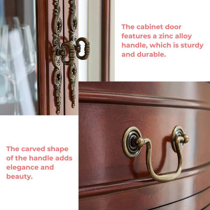 78" Tall Antique Corner Bar Cabinet, Birch Wood, Brown