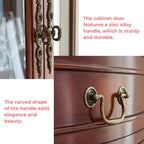 78" Tall Antique Corner Bar Cabinet, Birch Wood, Brown