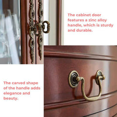 78" Tall Antique Corner Bar Cabinet, Birch Wood, Brown