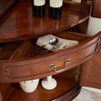 78" Tall Antique Corner Bar Cabinet, Birch Wood, Brown