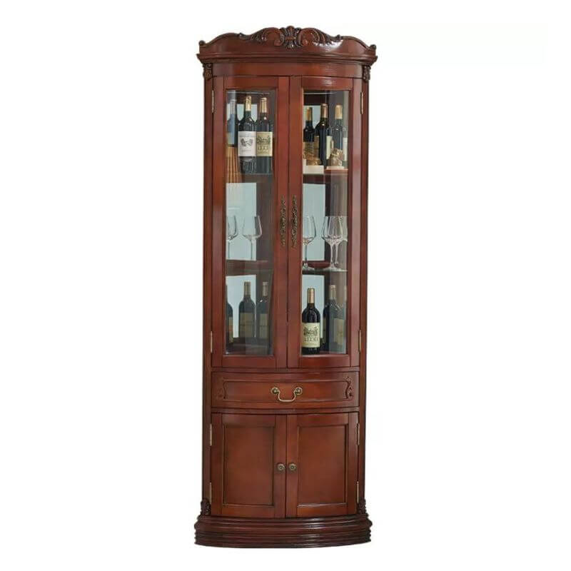 78" Tall Antique Corner Bar Cabinet, Birch Wood, Brown Main Product Image Hauptbild