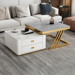 Square Steel Frame Modern Nesting Coffee Tables Set with Small Table, 2-Piece Collection Coffee Tables