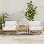 Outdoor 3-piece swivel sofa set with aluminum frame, weave rope, and side table in khaki