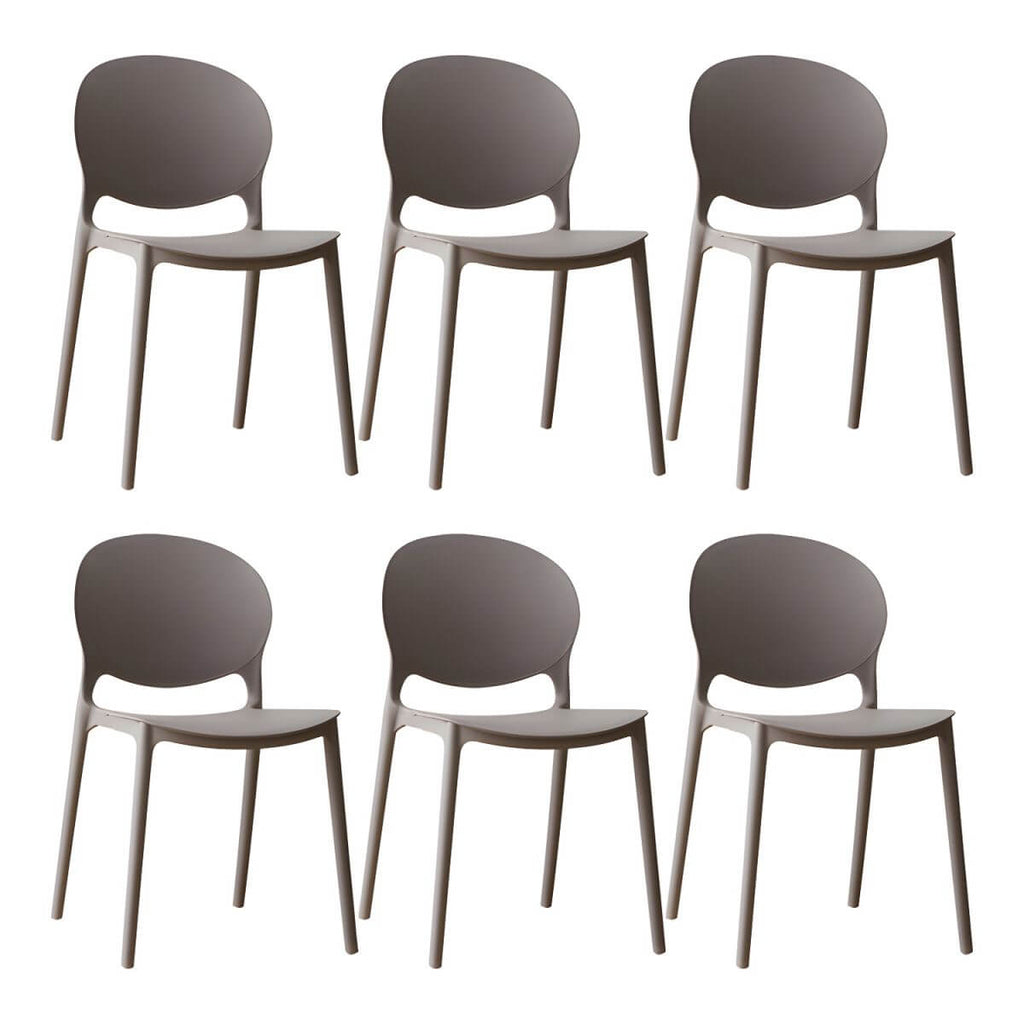 Scandinavian plastic dining chair with open back and four legs, ideal for home use