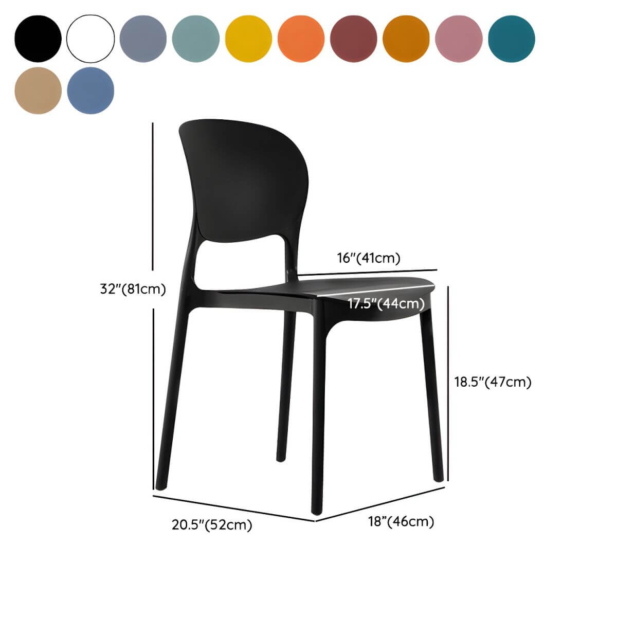 Stackable modern side chair with low back made of plastic and acrylic, perfect for contemporary dining
