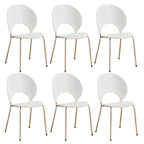Stackable acrylic dining chair with open back and metal legs, armless design for modern dining rooms