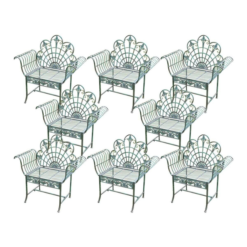 Green metal outdoor dining chair with classic style and water-resistant finish