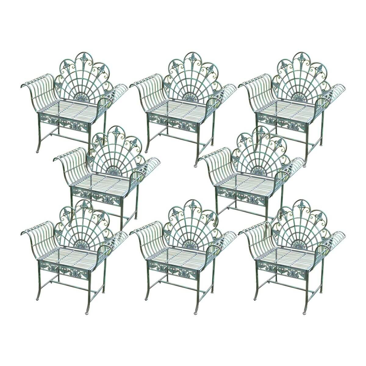 Green metal outdoor dining chair with classic style and water-resistant finish