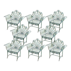 Metal Outdoor Dining Chair Classic Style Water Resistant in Green Patio Dining Chairs