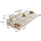 Space-saving sofa bed with a cute pony stool, perfect transformable furniture for small spaces