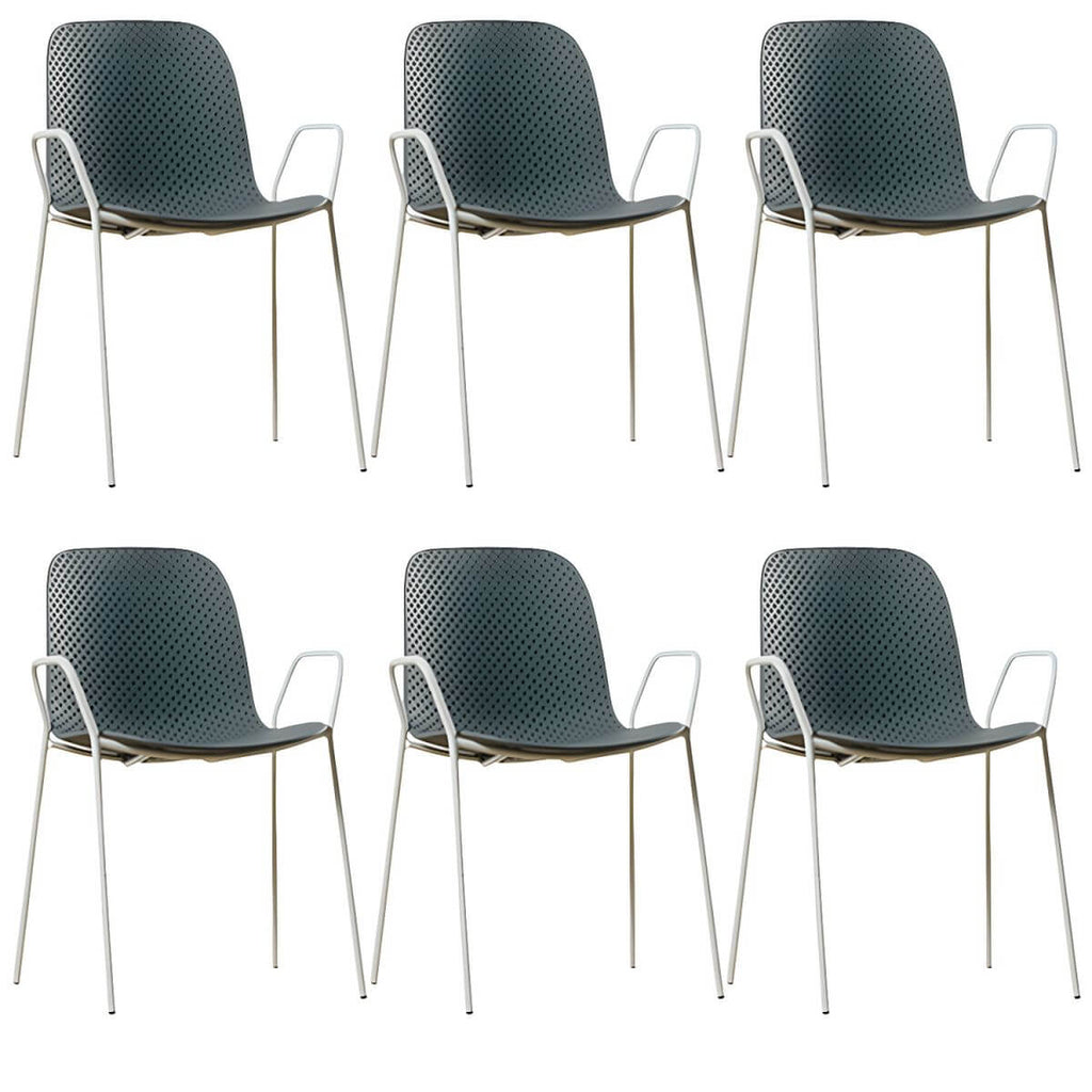 Scandinavian stackable kitchen chair with plastic and acrylic seat and metal legs