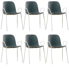 Scandinavian Stackable Plastic & Acrylic Kitchen & Dining Chair with Metal Legs Dining Chairs