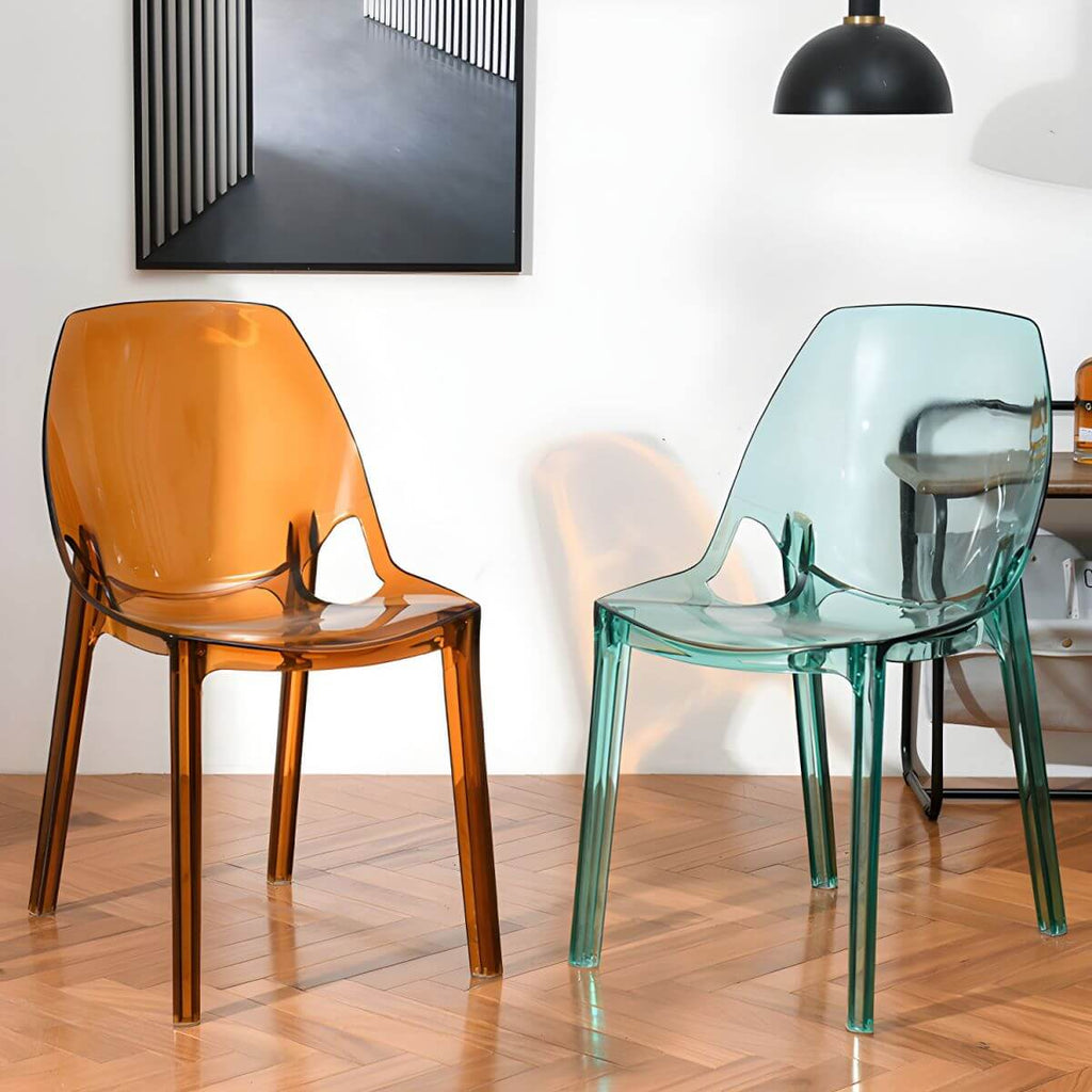 Armless acrylic side Parsons dining chair for indoor home use