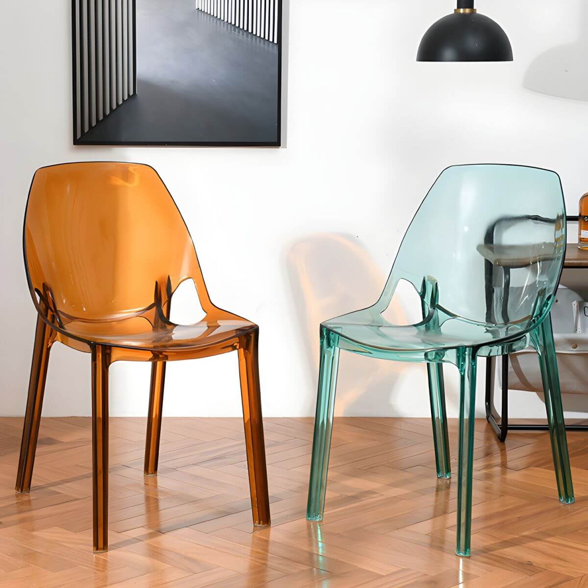 Armless acrylic side Parsons dining chair for indoor home use