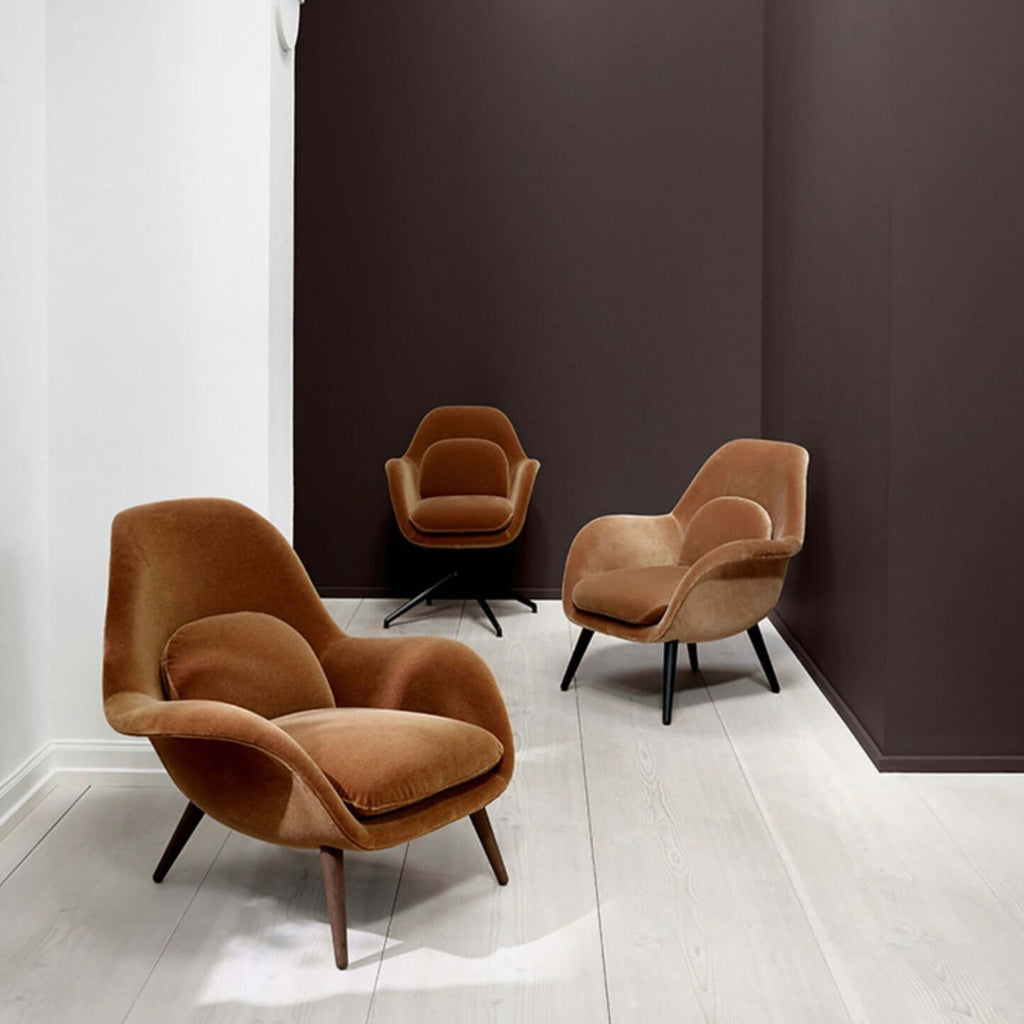 Nordic modern single sofa lounge chair with velvet fabric cushion and ottoman set