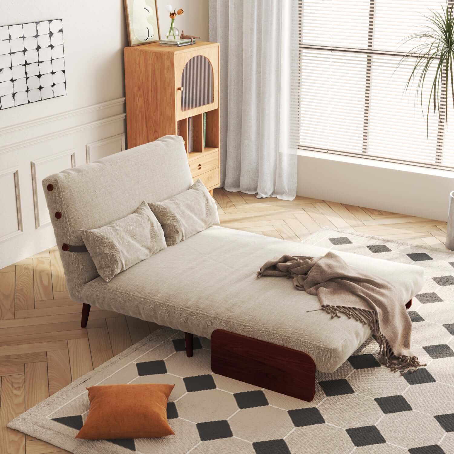 3-in-1 futon sofa bed chair recliner that saves space and converts easily