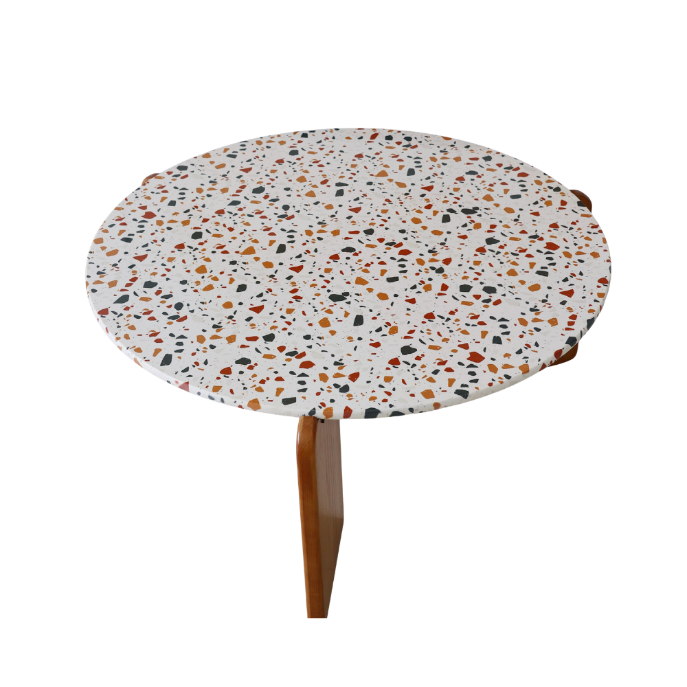 Nordic-Inspired Terrazzo Coffee Table - Unique Round Design with Quality Wooden Legs