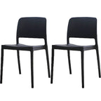 Scandinavian plastic and acrylic dining chair with low backrest and armless design