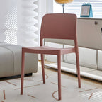 Scandinavian plastic and acrylic dining chair with low backrest and armless design