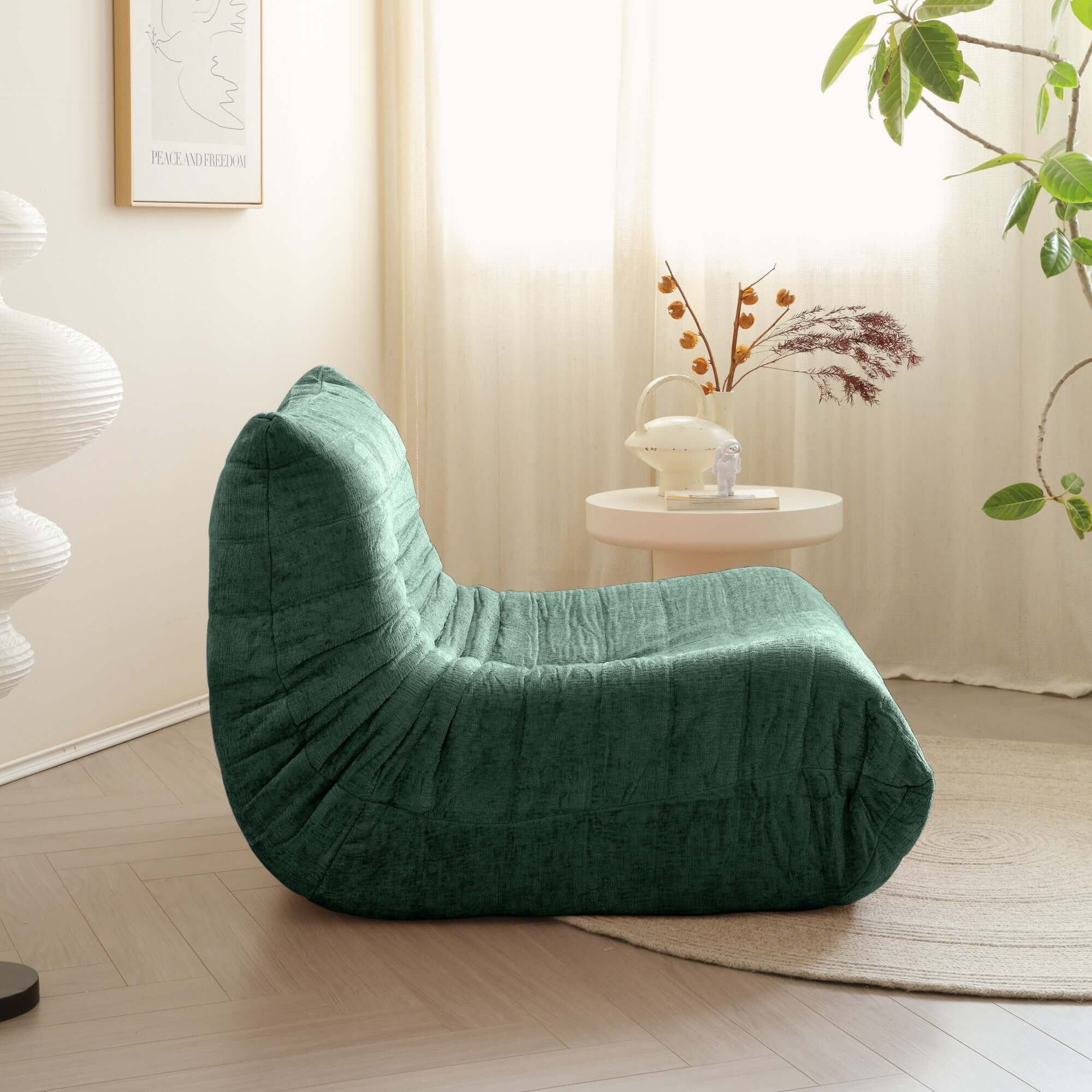Comfortable lazy compressed foam floor couch shaped like a caterpillar, perfect as a Togo sofa chair