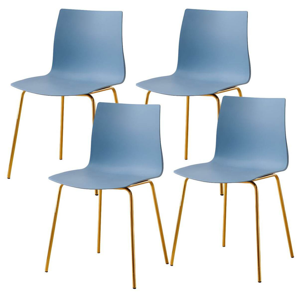 Modern plastic and acrylic side chair with metal legs, ideal for kitchen and dining rooms