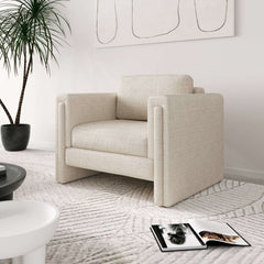 Modern Single Upholstered Sofa Armchair Teddy Fabric or Cotton Linen Blend Options