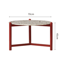 Vibrant Red & Elegant Terrazzo Round Side Table - Modern Minimalist Design