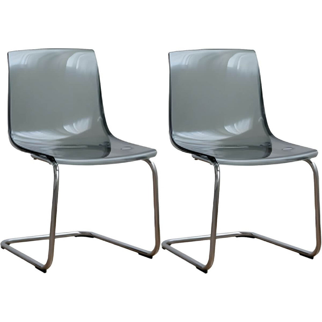 Scandinavian style plastic and acrylic dining side chair with silver legs, non-upholstered design