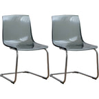 Scandinavian style plastic and acrylic dining side chair with silver legs, non-upholstered design