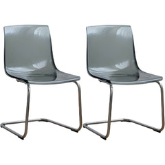 Scandinavian Style Plastic & Acrylic Side Chair Silver Legs Non-Upholstered Chair Dining Chairs