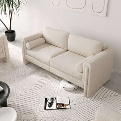 Modern Single Upholstered Sofa Armchair Teddy Fabric or Cotton Linen Blend Options