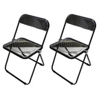 Contemporary acrylic folding armless chair with open back, ideal for dining rooms