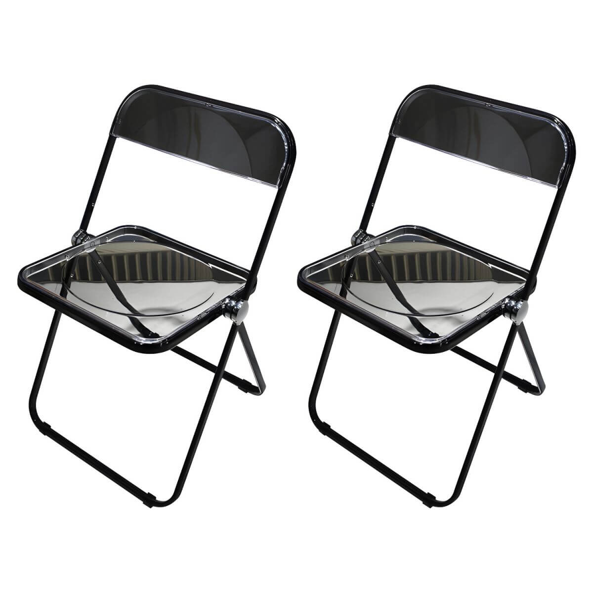 Contemporary acrylic folding armless chair with open back, ideal for dining rooms