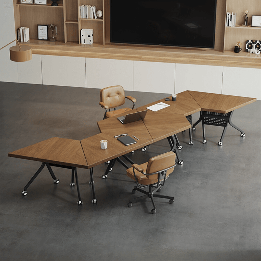 Portable conference table with 360-degree silent wheels for dynamic work environments