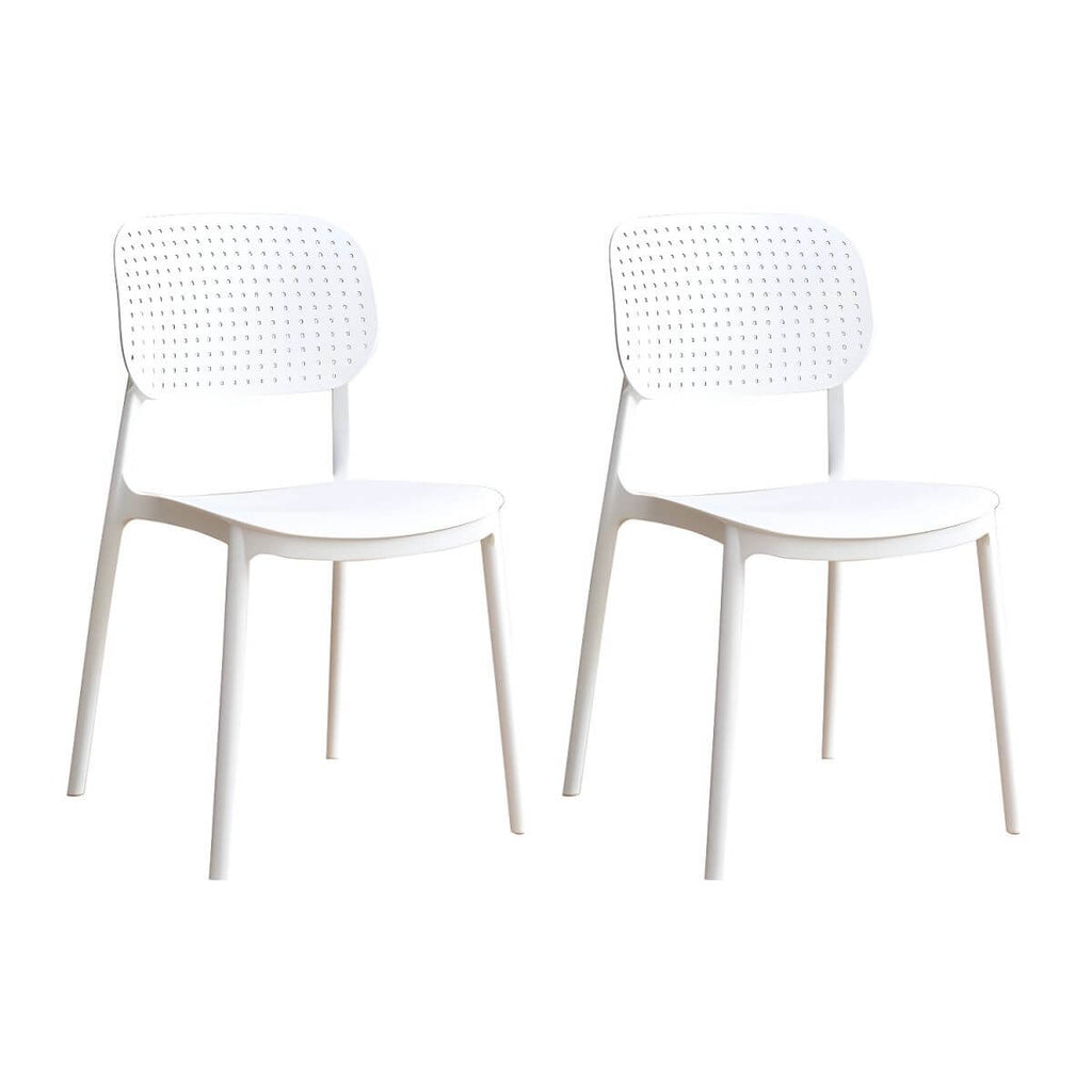 Stackable Scandinavian style plastic and acrylic side chair with low back for dining