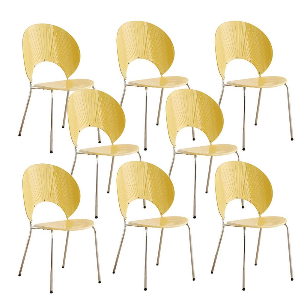 Scandinavian style stackable armless side chair made of plastic and acrylic for dining