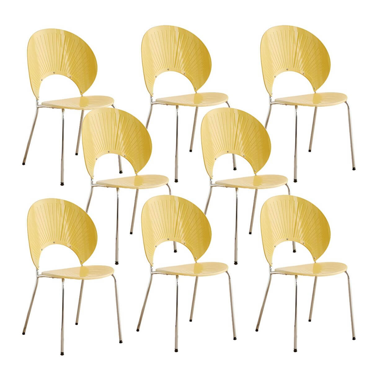 Scandinavian style stackable armless side chair made of plastic and acrylic for dining