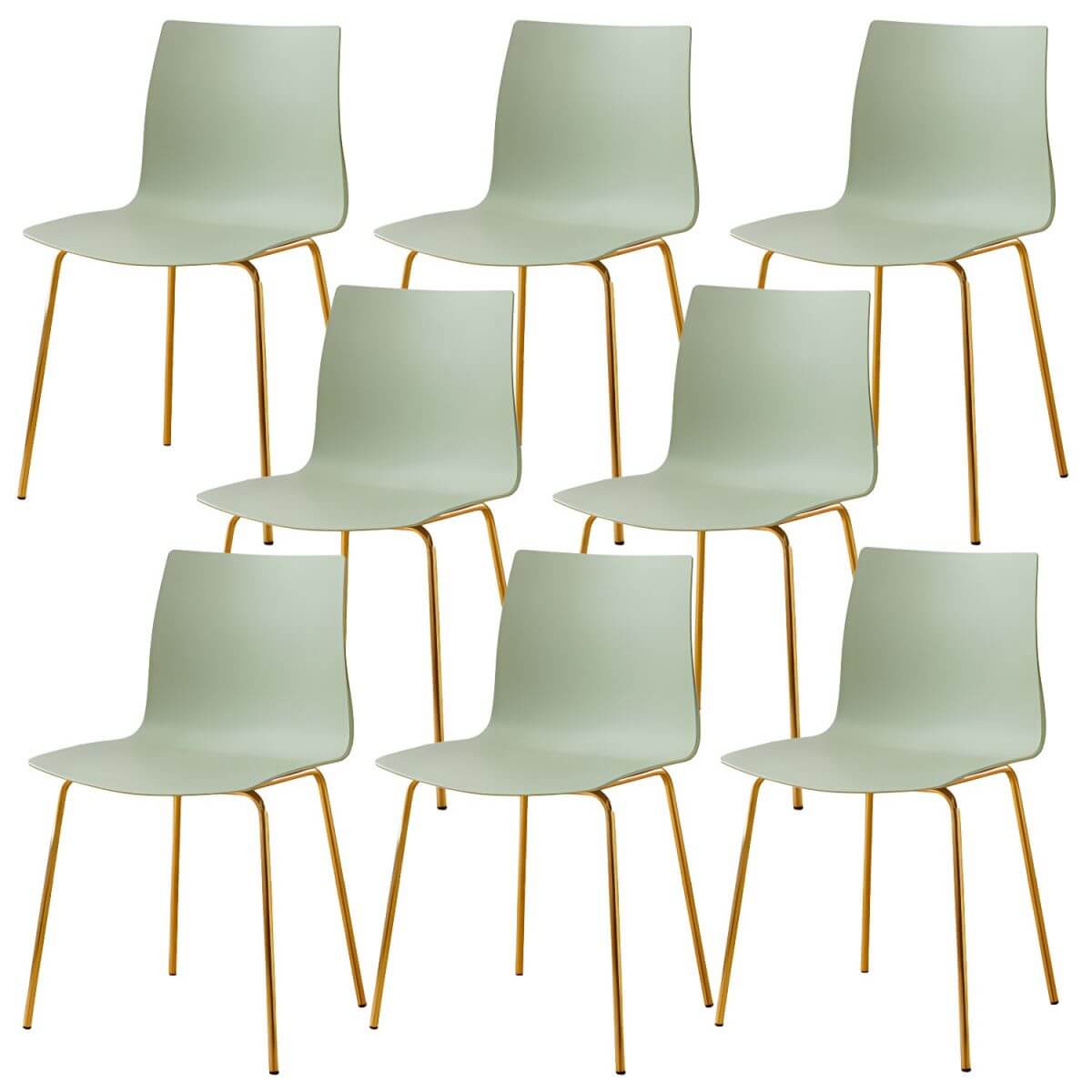 Modern plastic and acrylic side chair with metal legs, ideal for kitchen and dining rooms