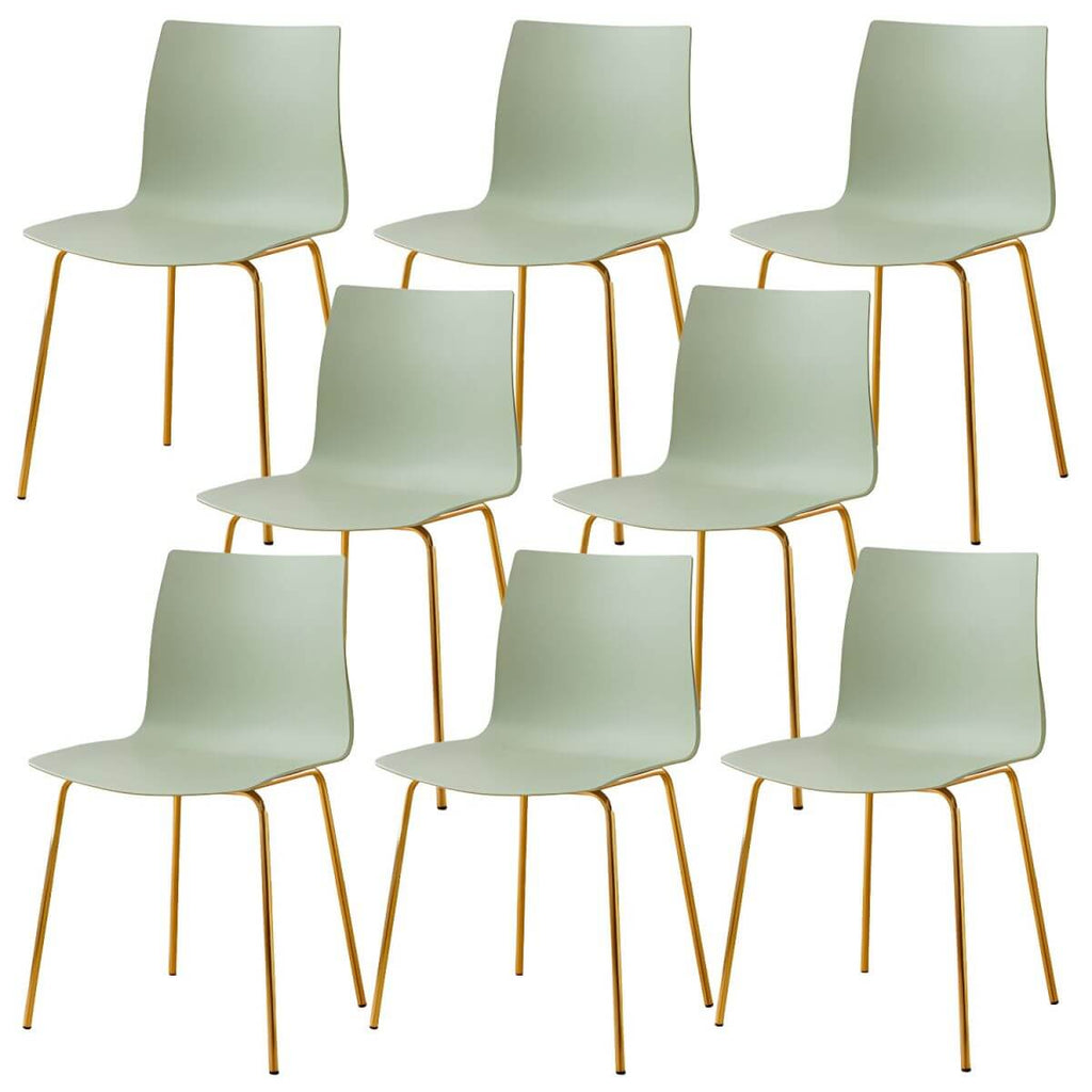 Modern plastic and acrylic side chair with metal legs, ideal for kitchen and dining rooms