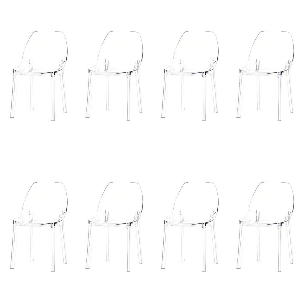 Armless acrylic side Parsons dining chair for indoor home use