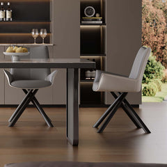 Modern Upholstered Dining Chair Set of 2 Faux Leather